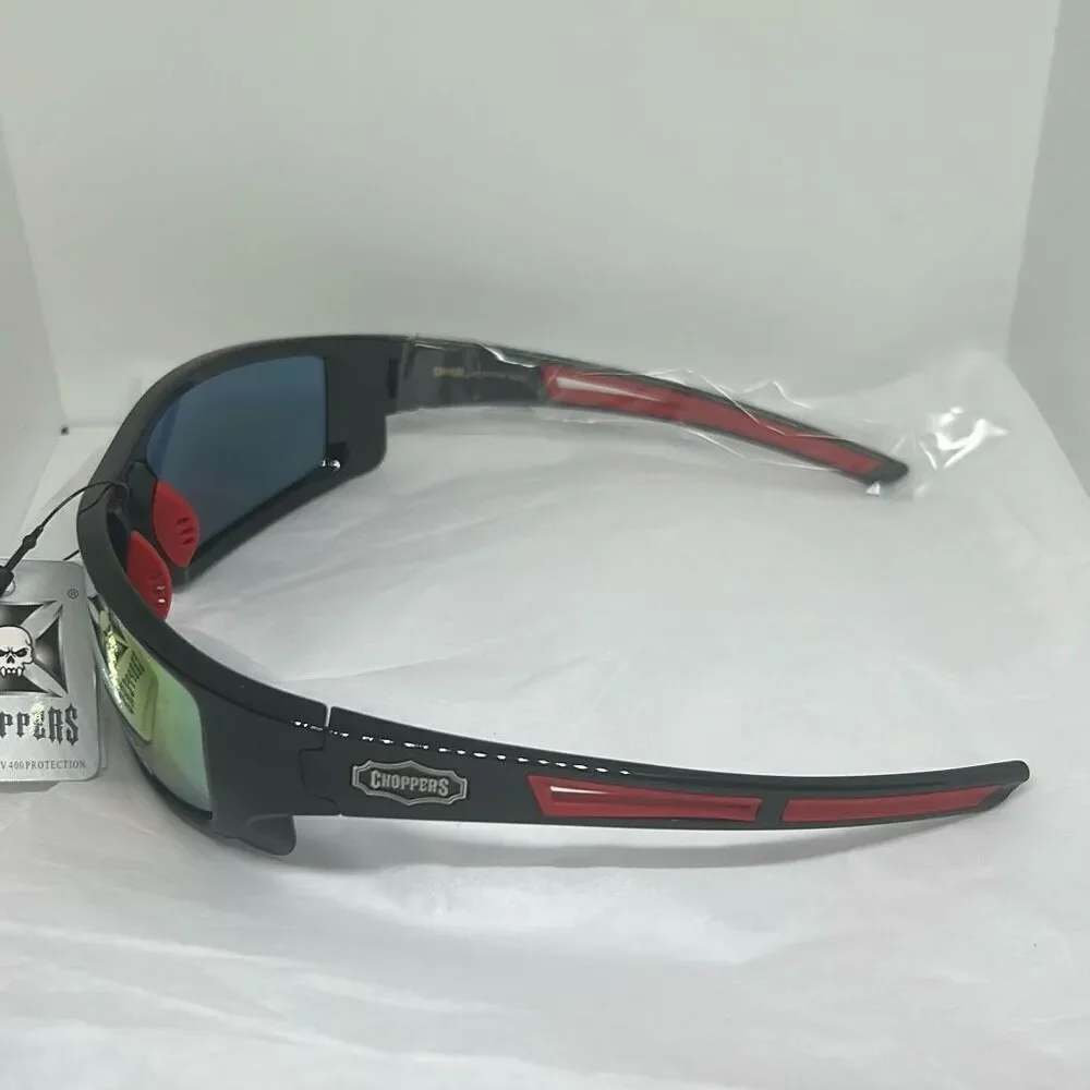 Choppers Model 6765 Wrap Sunglasses UV400 Protection Men’s Biker Style Mirrored